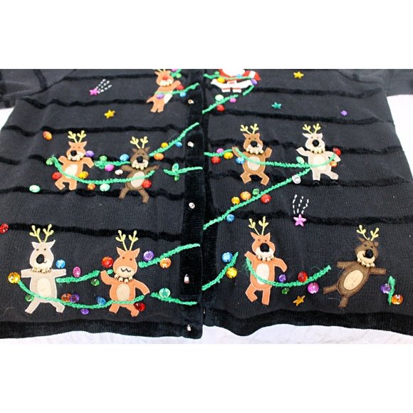 Jack B. Quick Women 3XL Ugly Christmas Holiday Cardigan Sweater Santa Reindeer - Picture 10 of 15